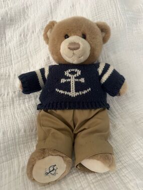 Brooks Brothers Tan & Navy Anchor Bear Plush